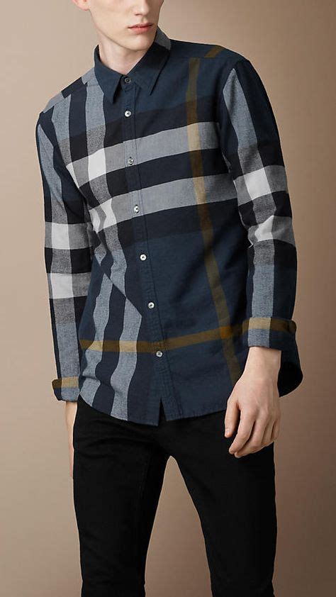 black burberry long sleeve shirt|Burberry flannel shirt men's.